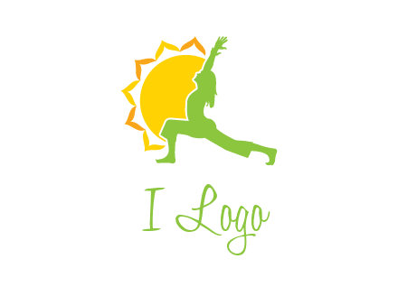 sun flower and woman bending in yoga pose logo