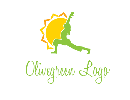 sun flower and woman bending in yoga pose logo