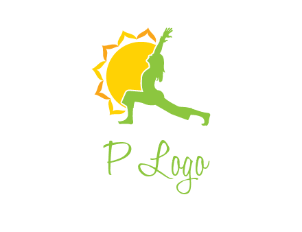 sun flower and woman bending in yoga pose logo