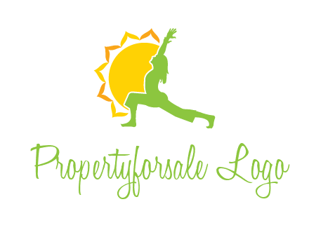 sun flower and woman bending in yoga pose logo