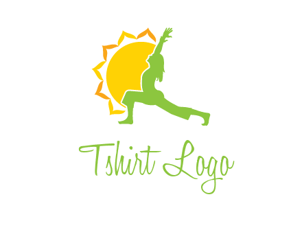 sun flower and woman bending in yoga pose logo