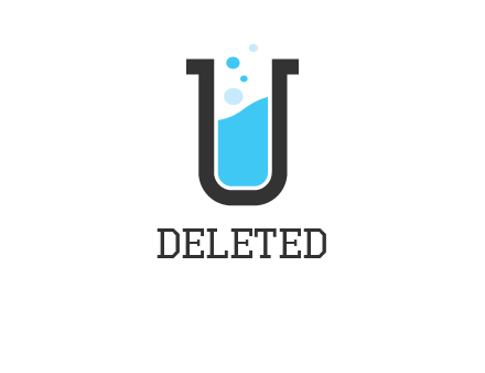 letter u inside test tube icon