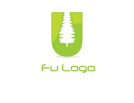 Tree in the letter u logo