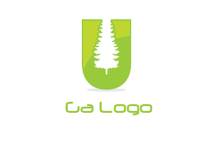 Tree in the letter u logo