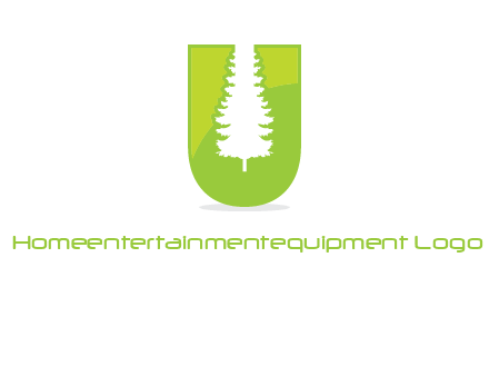 Tree in the letter u logo