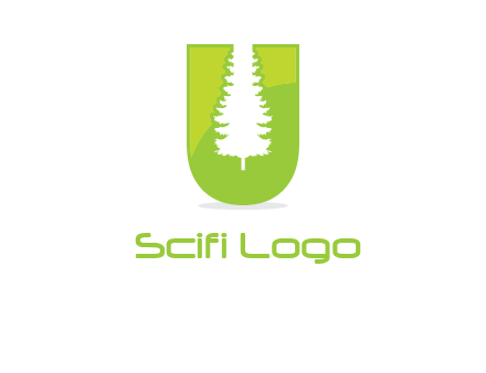 Tree in the letter u logo