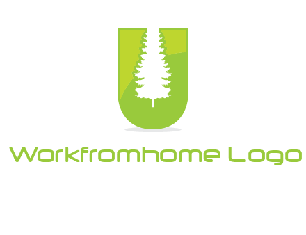 Tree in the letter u logo