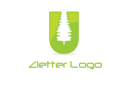 Tree in the letter u logo