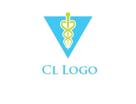 caduceus in triangle logo