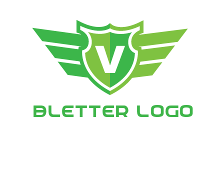 Letter V in shield and wings logo