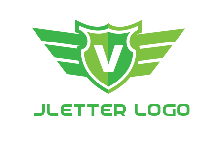 Letter V in shield and wings logo