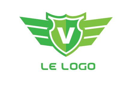 Letter V in shield and wings logo