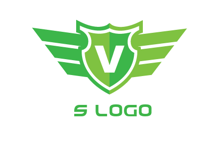 Letter V in shield and wings logo