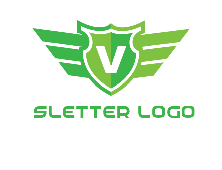 Letter V in shield and wings logo