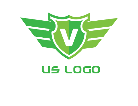 Letter V in shield and wings logo