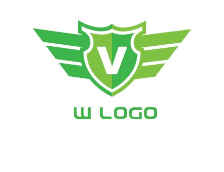 Letter V in shield and wings logo