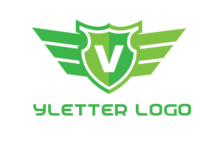 Letter V in shield and wings logo