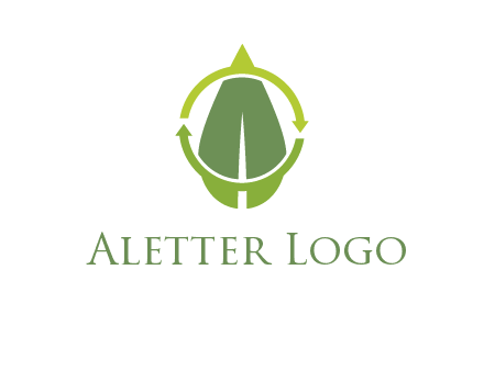 leaf and rotating arrows logo