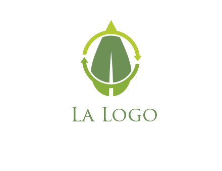 leaf and rotating arrows logo