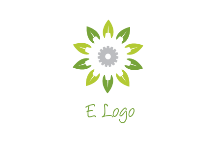 abstract leaves flower with gear logo