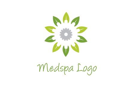 abstract leaves flower with gear logo