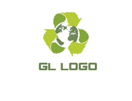 recycle leaf and globe logo