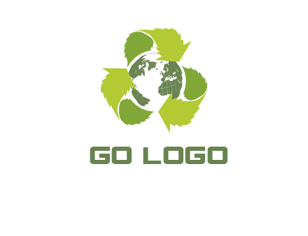 recycle leaf and globe logo