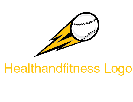 flying softball ball and lightning sports logo