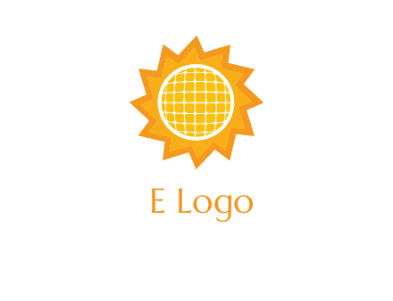 sun and solar panel logo