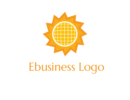 sun and solar panel logo