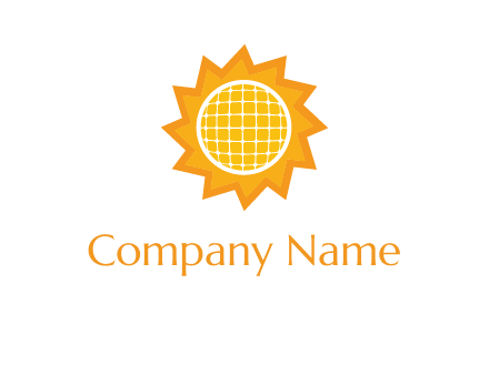 sun and solar panel logo