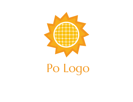 sun and solar panel logo