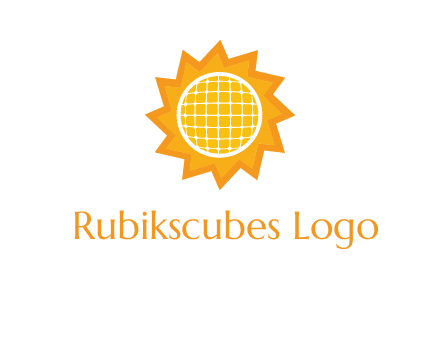 sun and solar panel logo