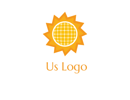 sun and solar panel logo