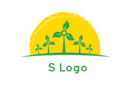 leaves wind turbine logo