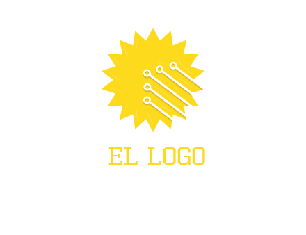 circuit lines on sun logo