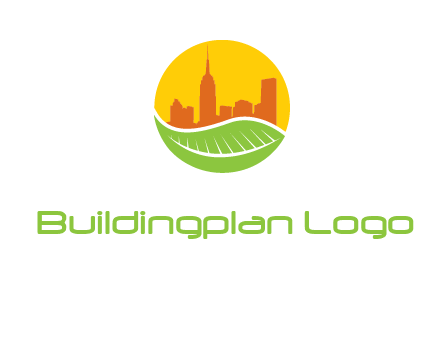 skyline building on leaf logo