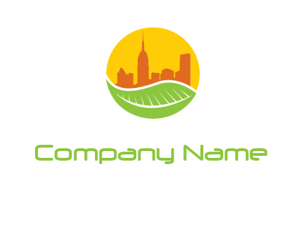 skyline building on leaf logo