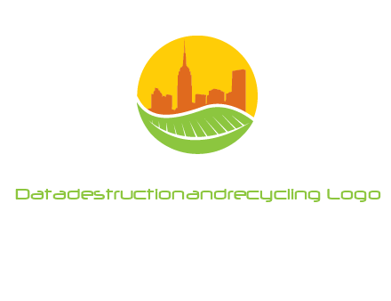 skyline building on leaf logo