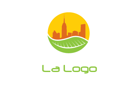 skyline building on leaf logo