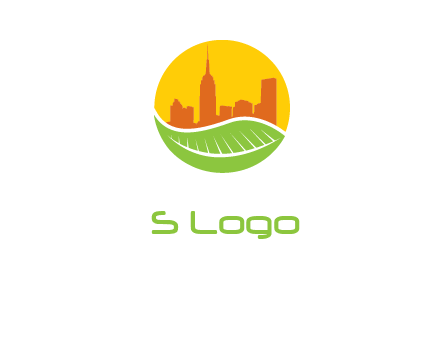 skyline building on leaf logo