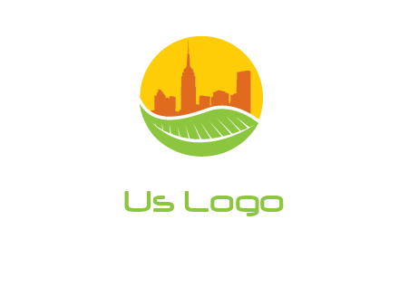 skyline building on leaf logo