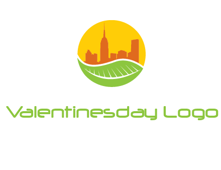 skyline building on leaf logo