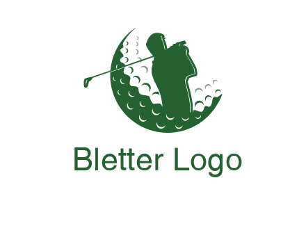 man swinging club in golf ball sports logo