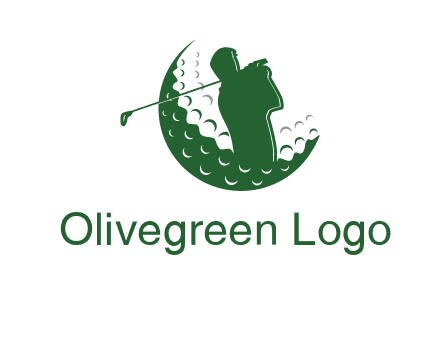 man swinging club in golf ball sports logo