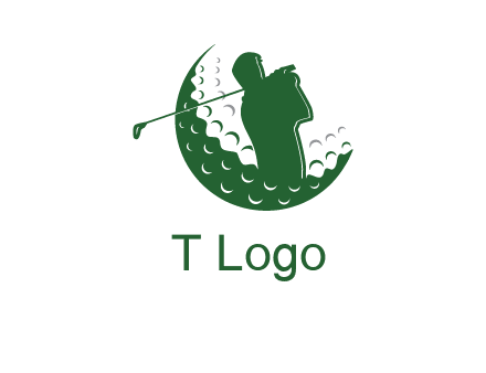 man swinging club in golf ball sports logo