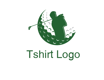 man swinging club in golf ball sports logo