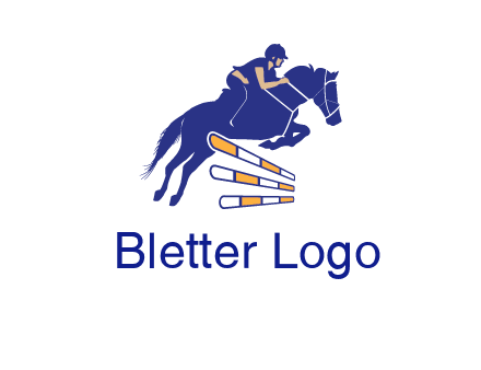 horse jockey over hurdle sports logo