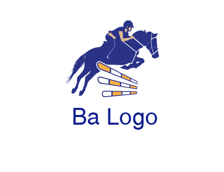 horse jockey over hurdle sports logo