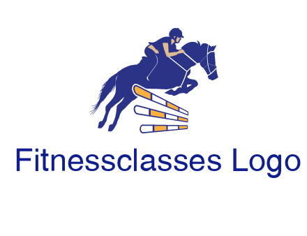 horse jockey over hurdle sports logo